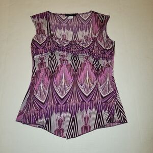 VTG Y2K Purple Pink Geometric Handkerchief Hem Sleeveless Tank Top Medium M EUC